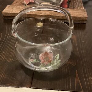 Fine Crystal Floral Handled Basket